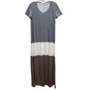 Misslook Color Block Maxi Tee Shirt Dress Blue White and Grey Size Small